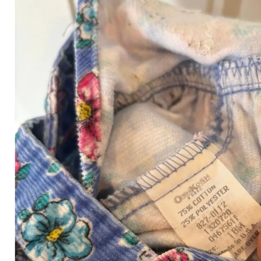 Osh Kosh Blue Floral Vintage Overalls Size‎ 18 Months